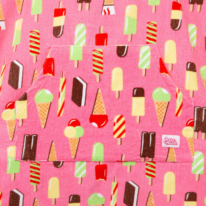 Pinke Eiscreme Badeponcho Kinder