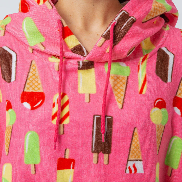 Pinke Eiscreme Badeponcho Kinder