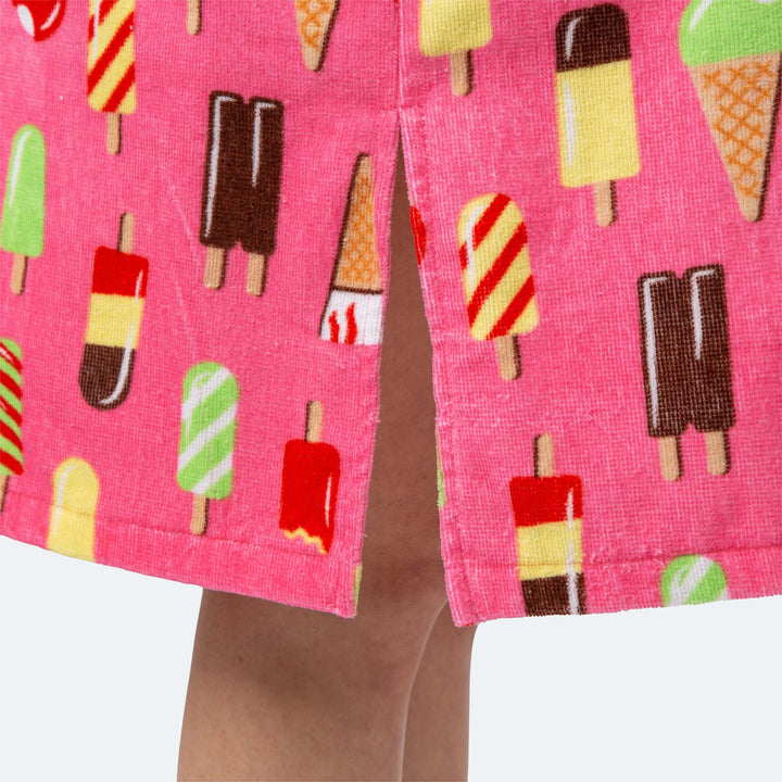 Pinke Eiscreme Badeponcho Kinder