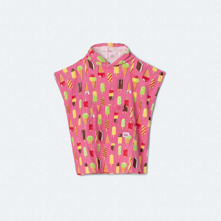 Pinke Eiscreme Badeponcho Kinder