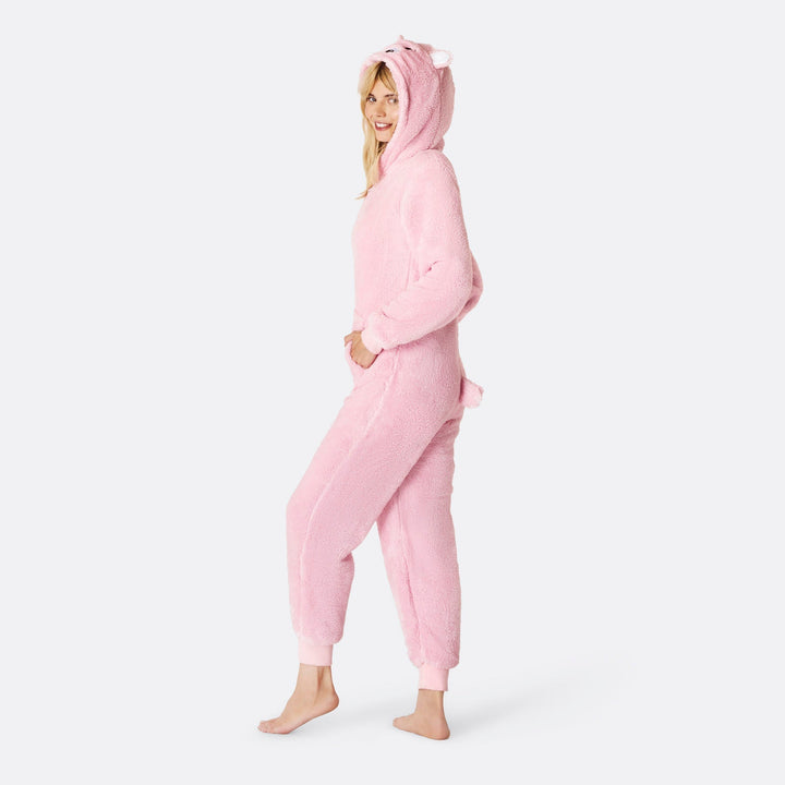 Pinker Teddybär Onesie Damen