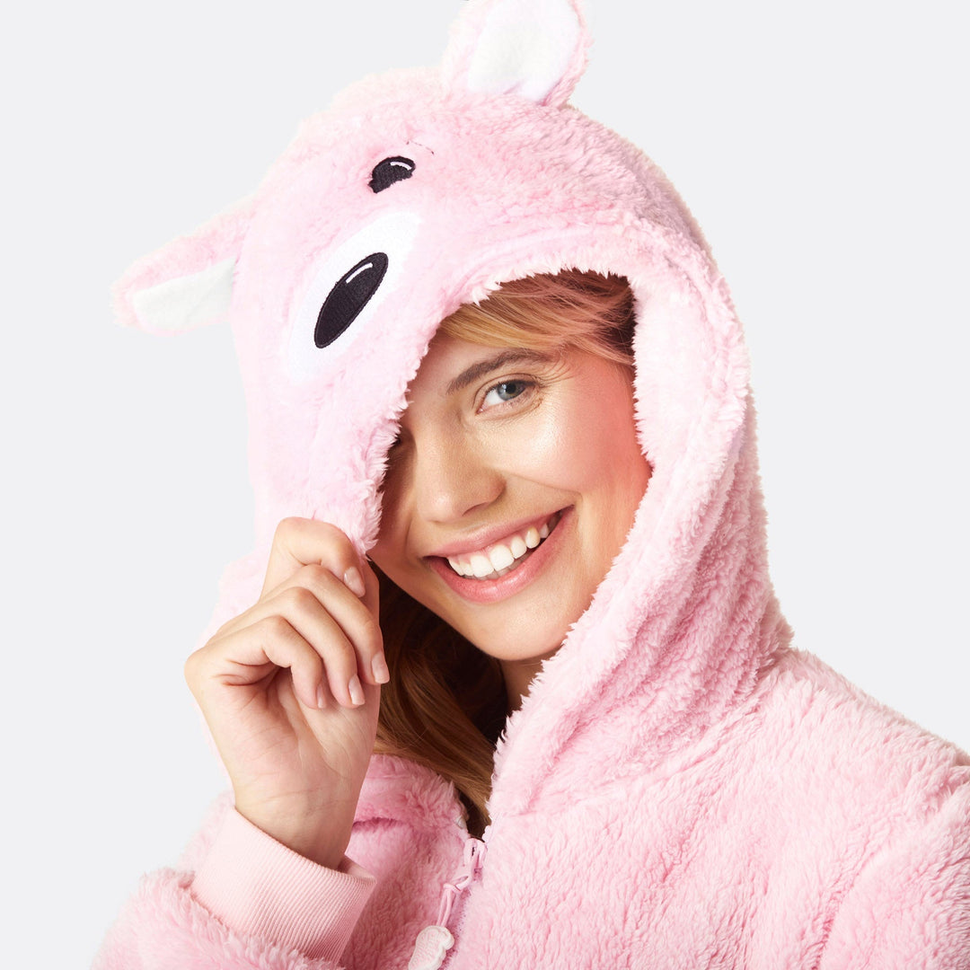 Pinker Teddybär Onesie Damen