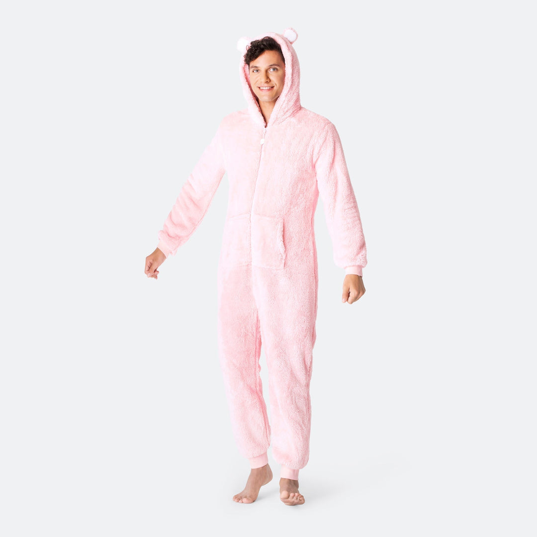 Pinker Teddybär Onesie Herren