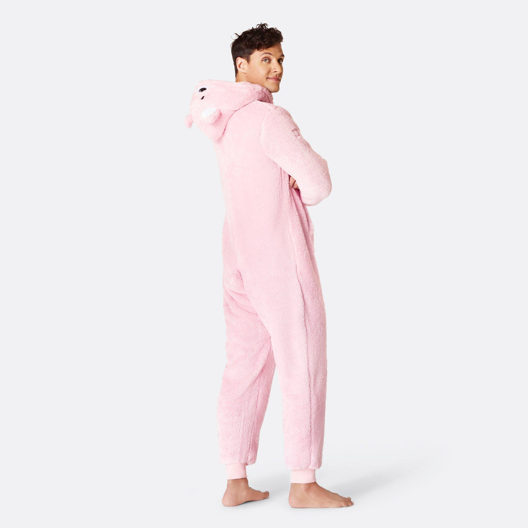 Pinker Teddybär Onesie Herren