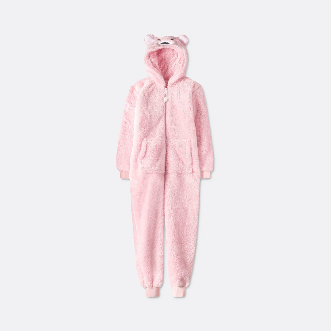 Pinker Teddybär Onesie Kinder