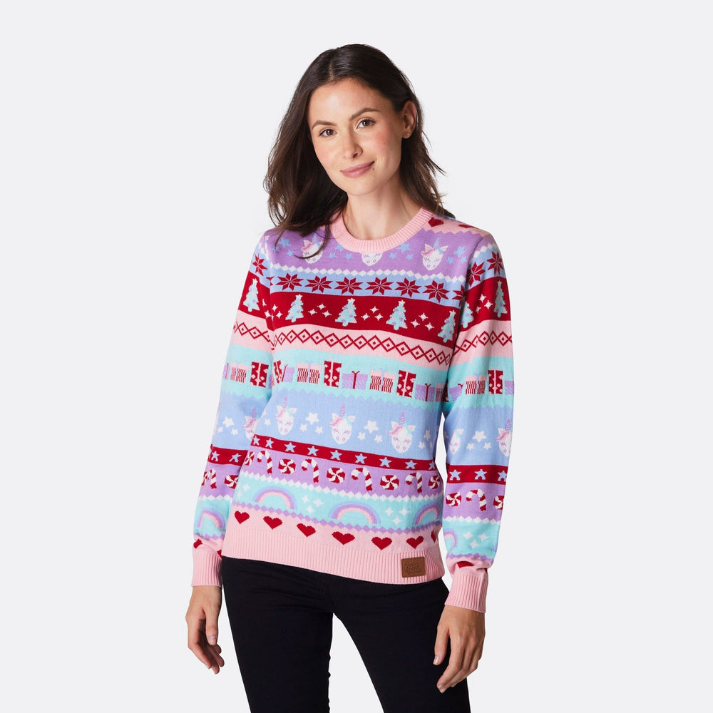 Pinker Weihnachtspullover Damen