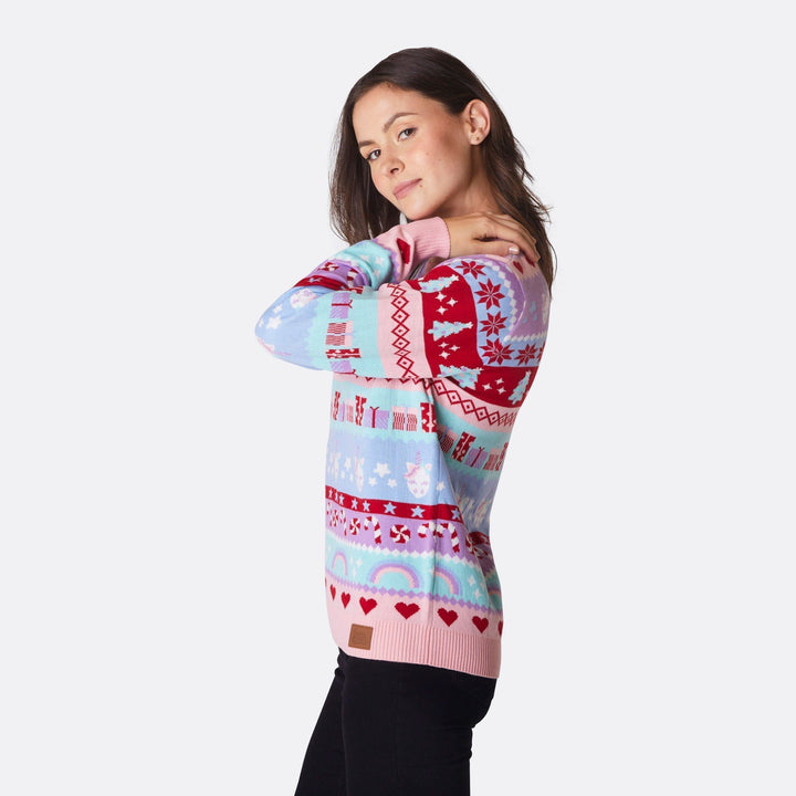 Pinker Weihnachtspullover Damen