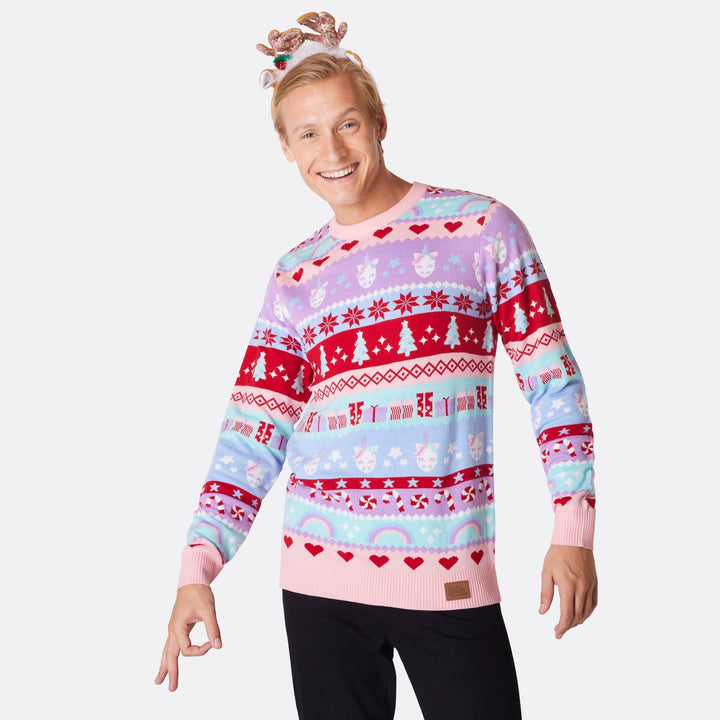 Pinker Weihnachtspullover Herren