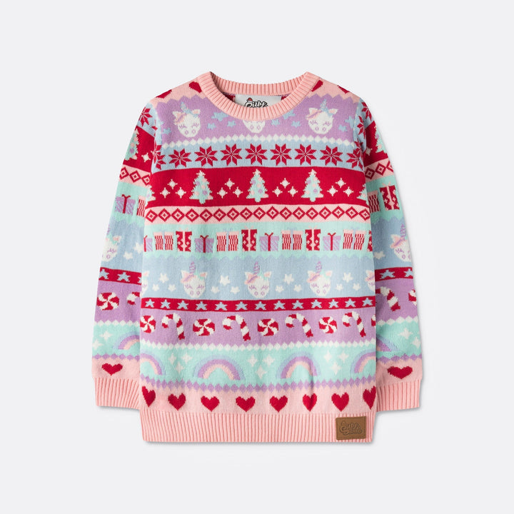 Pinker Weihnachtspullover Kinder
