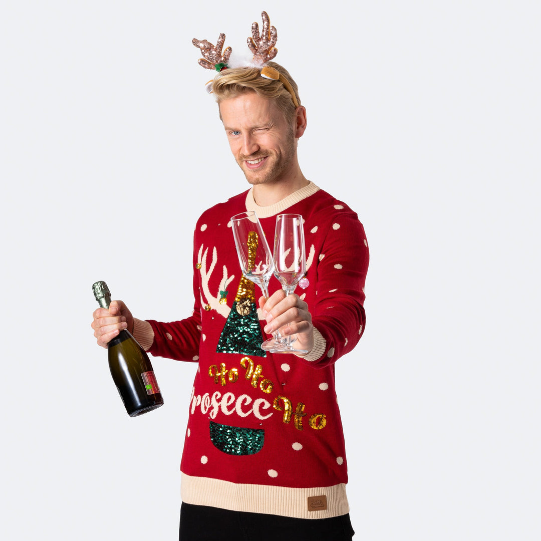 Prosecco Weihnachtspullover Herren