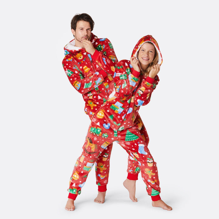 Roter Weihnachtstraum Onesie Damen