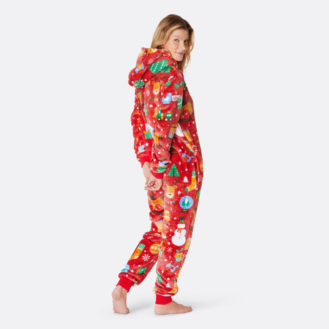 Roter Weihnachtstraum Onesie Damen