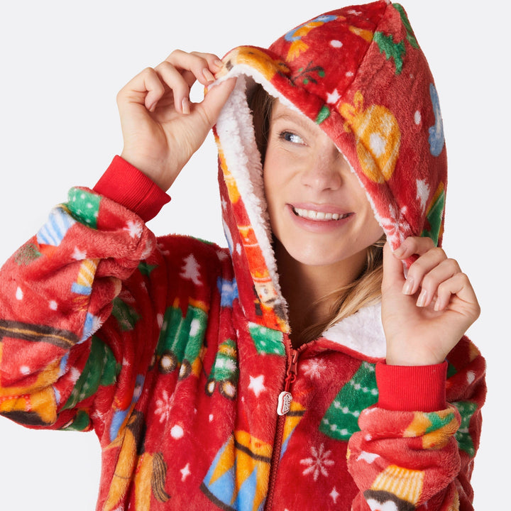Roter Weihnachtstraum Onesie Damen