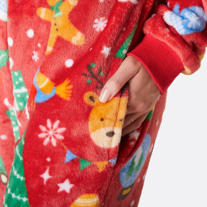Roter Weihnachtstraum Onesie Damen