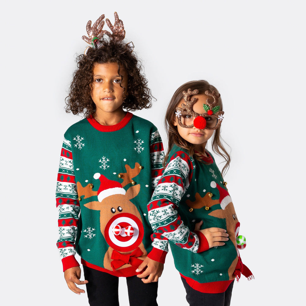 Rudolf Dartspiel Weihnachtspullover Kinder