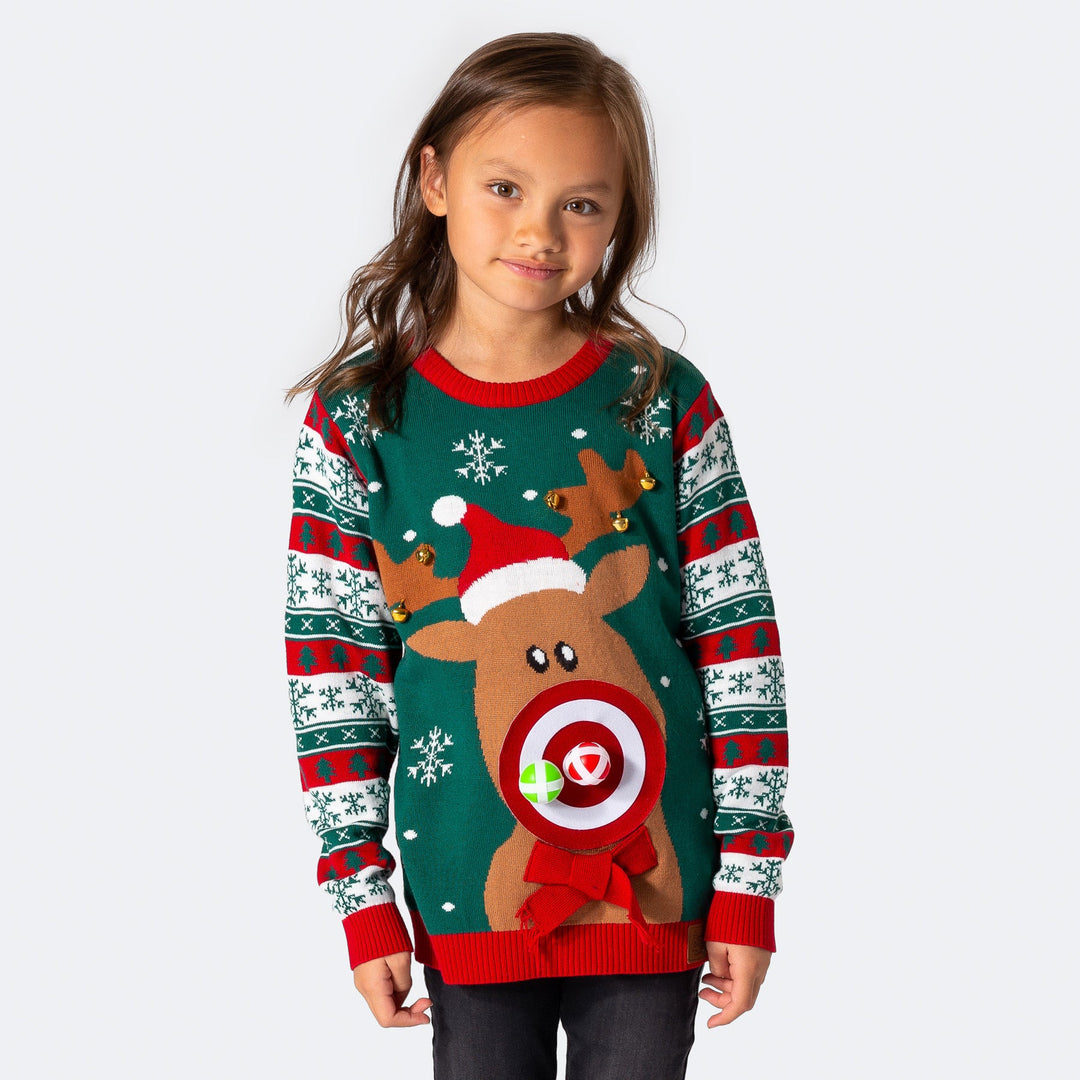 Rudolf Dartspiel Weihnachtspullover Kinder