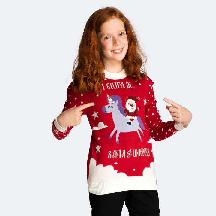 Santa & Unicorns Weihnachtspullover Kinder