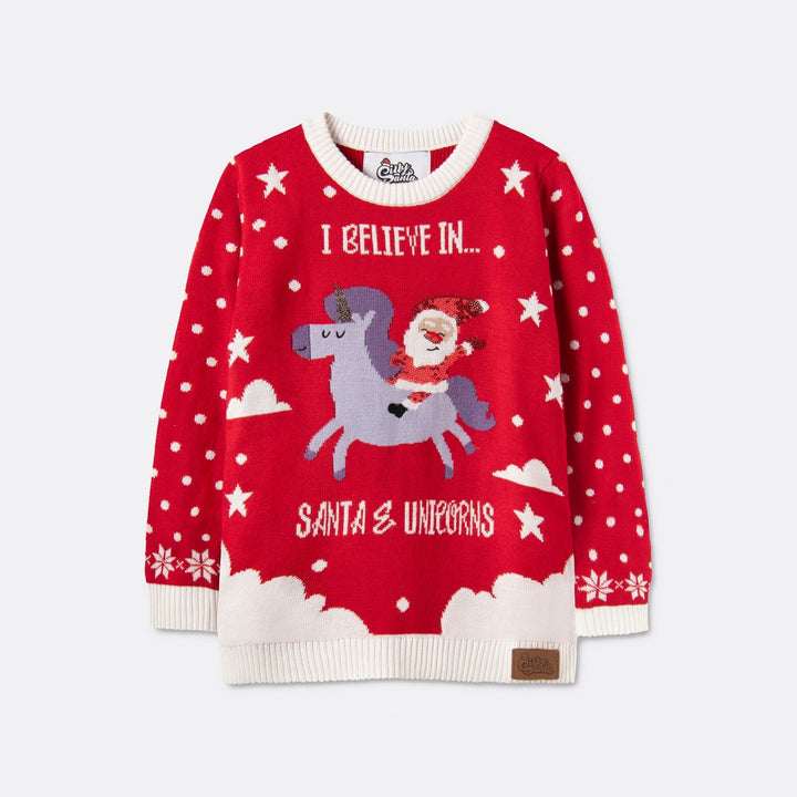 Santa & Unicorns Weihnachtspullover Kinder