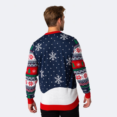 Skilaufender Pinguin Weihnachtspullover Herren