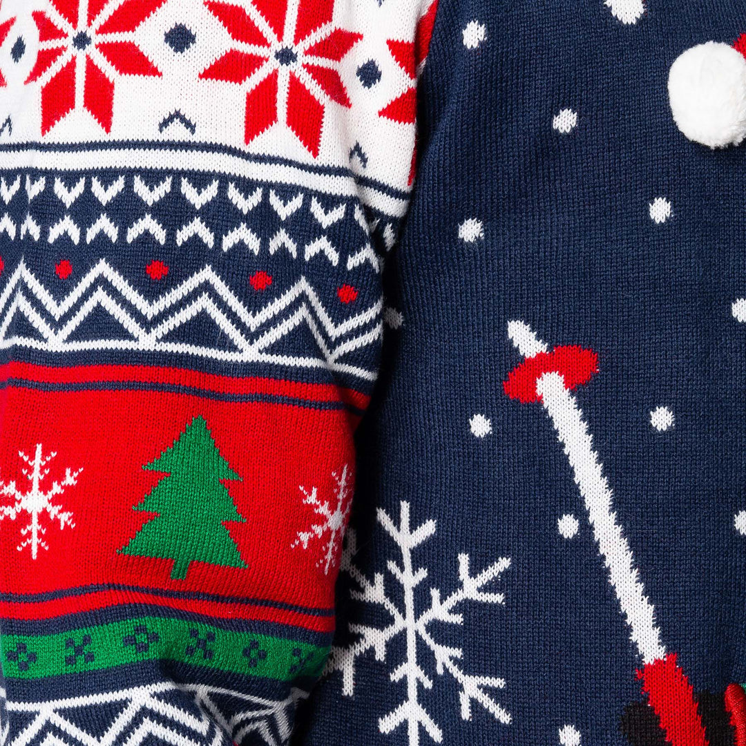 Skilaufender Pinguin Weihnachtspullover Herren