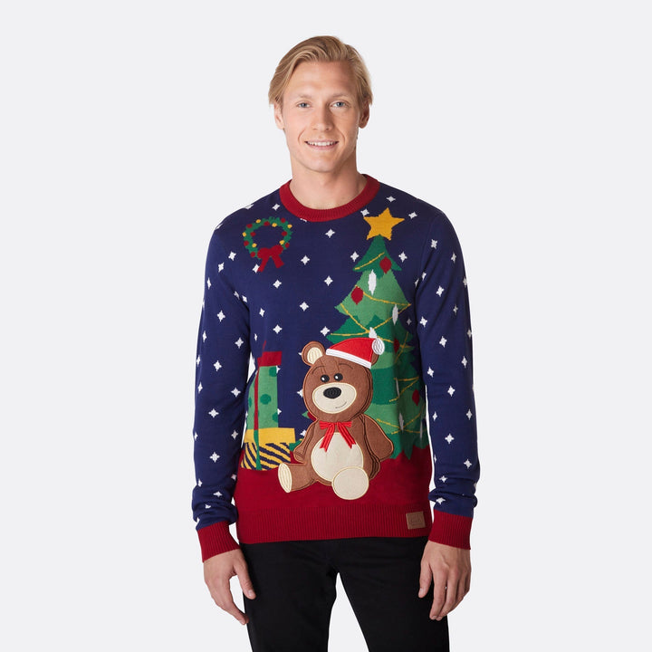 Teddybär Weihnachtspullover Herren