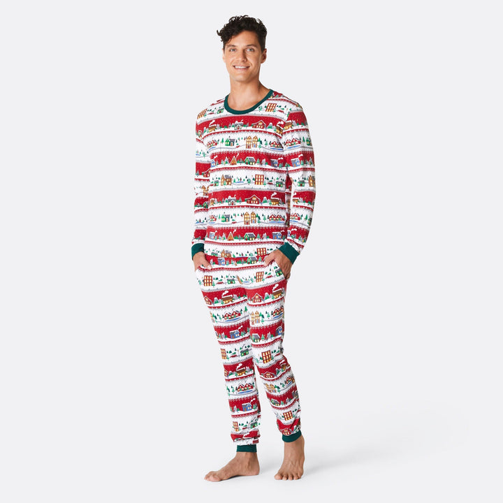 Weihnachtslandschaft Weihnachtspyjama Herren