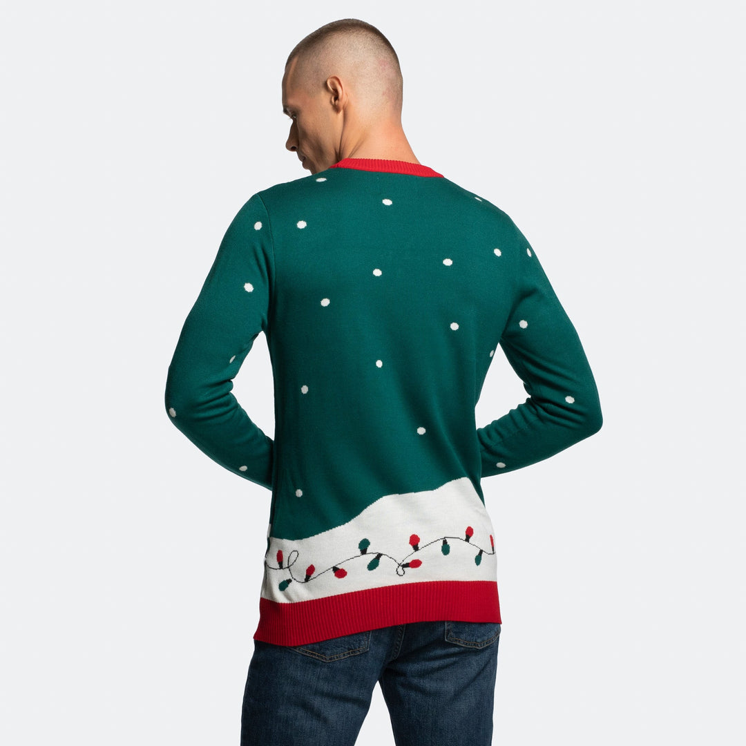 Weihnachtsmann auf dem Schornstein-Weihnachtspullover Herren