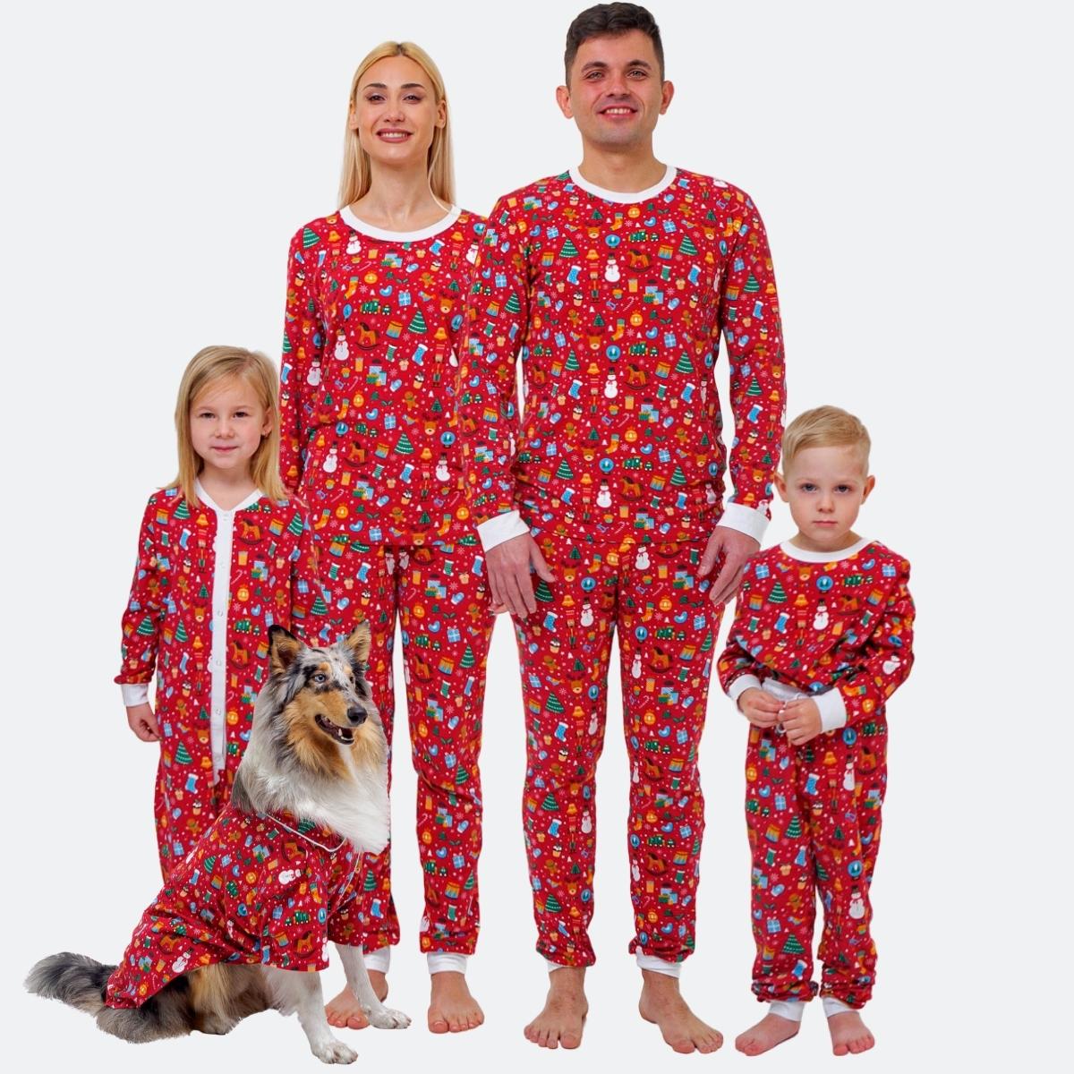 Weihnachtspyjamas für die ganze Familie - Roter Weihnachtstraum