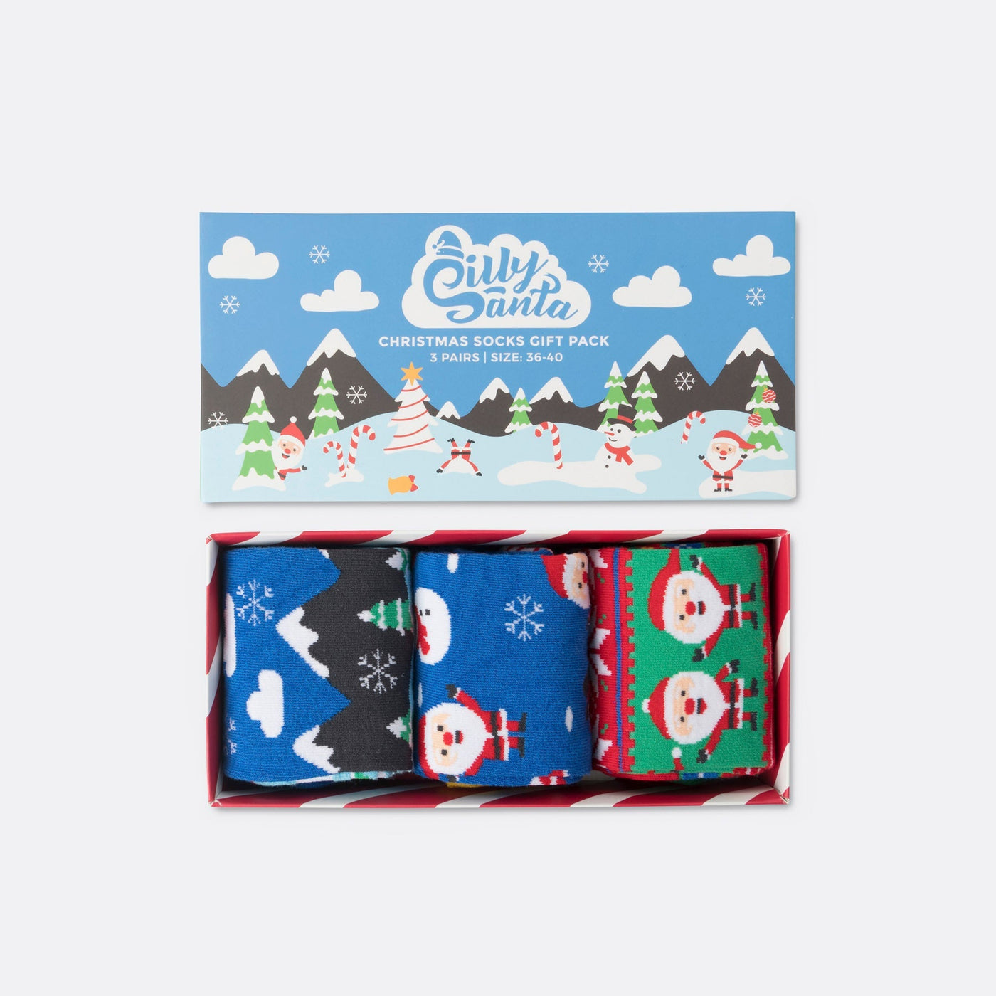Weihnachtssocken Geschenkbox (3er-Pack)