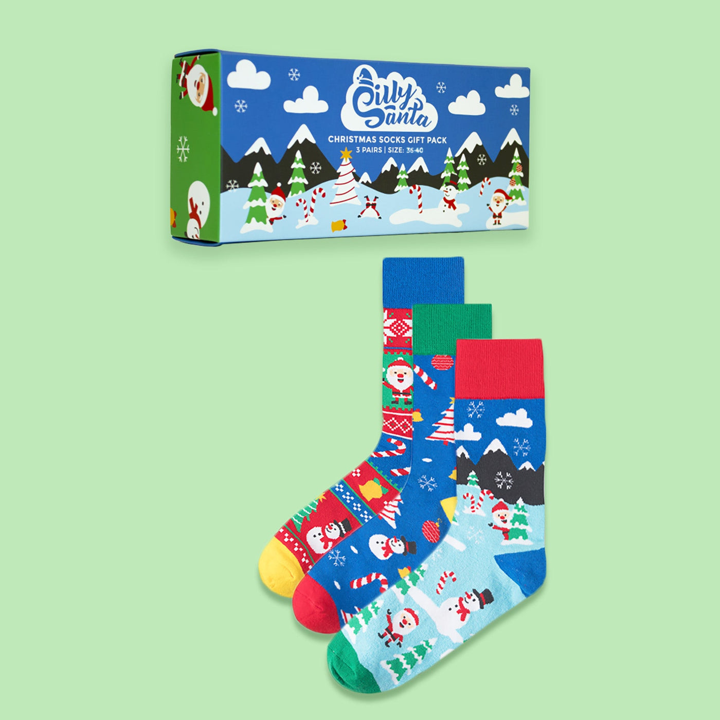 Weihnachtssocken Geschenkbox Kinder (3er-Pack)