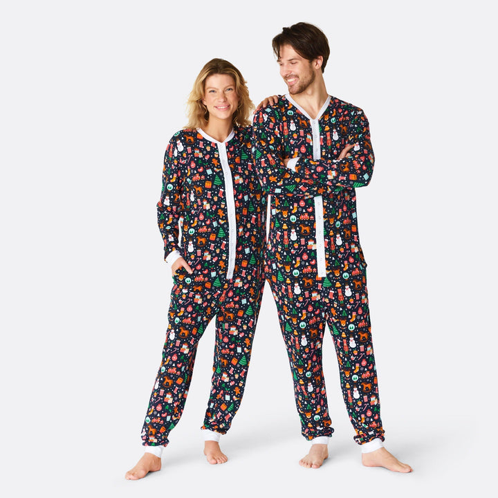 Blauer Weihnachtstraum Overall Weihnachtspyjama Herren