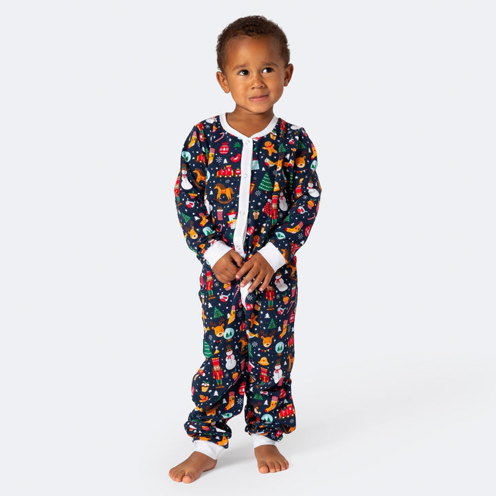 Weihnachtstraum Blauer Overall-Pyjama Kinder