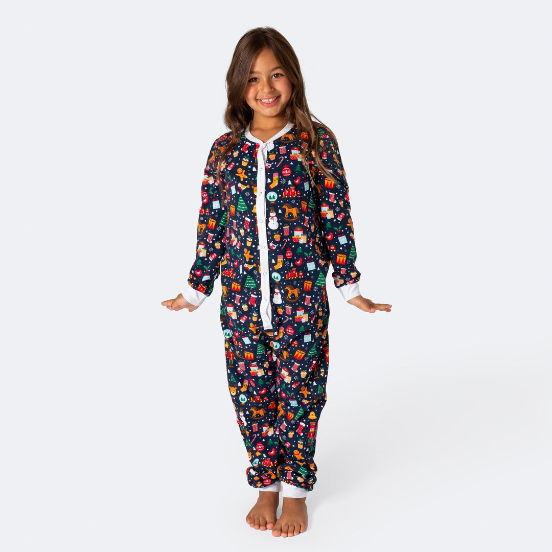 Weihnachtstraum Blauer Overall-Pyjama Kinder