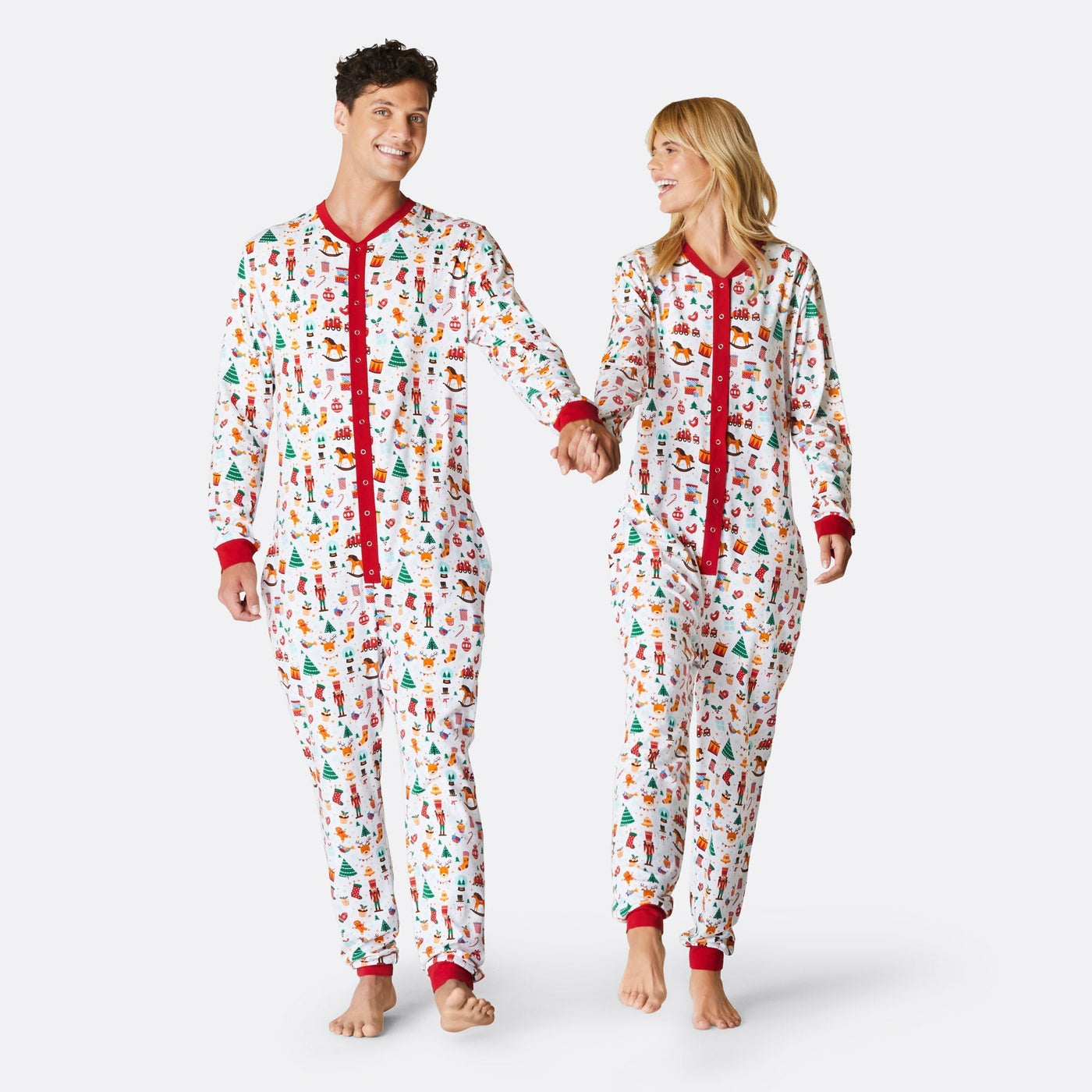 Weihnachtstraum weißer Overall-Pyjama Damen