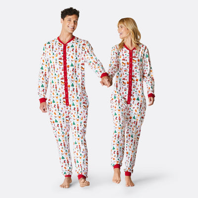 Weihnachtstraum weißer Overall-Pyjama Damen