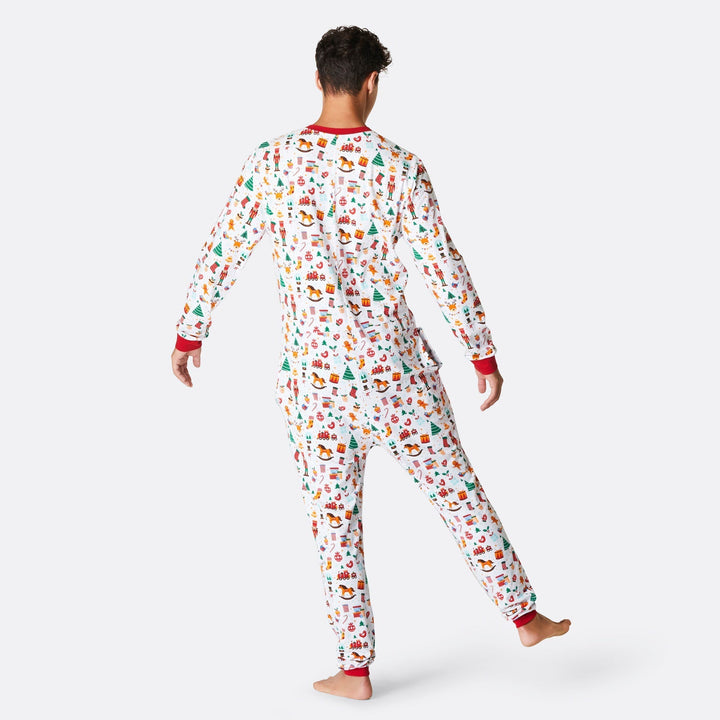 Weißer Weihnachtstraum Overall Weihnachtspyjama Herren