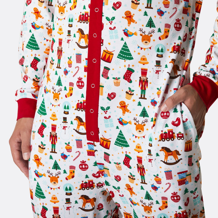 Weißer Weihnachtstraum Overall Weihnachtspyjama Herren