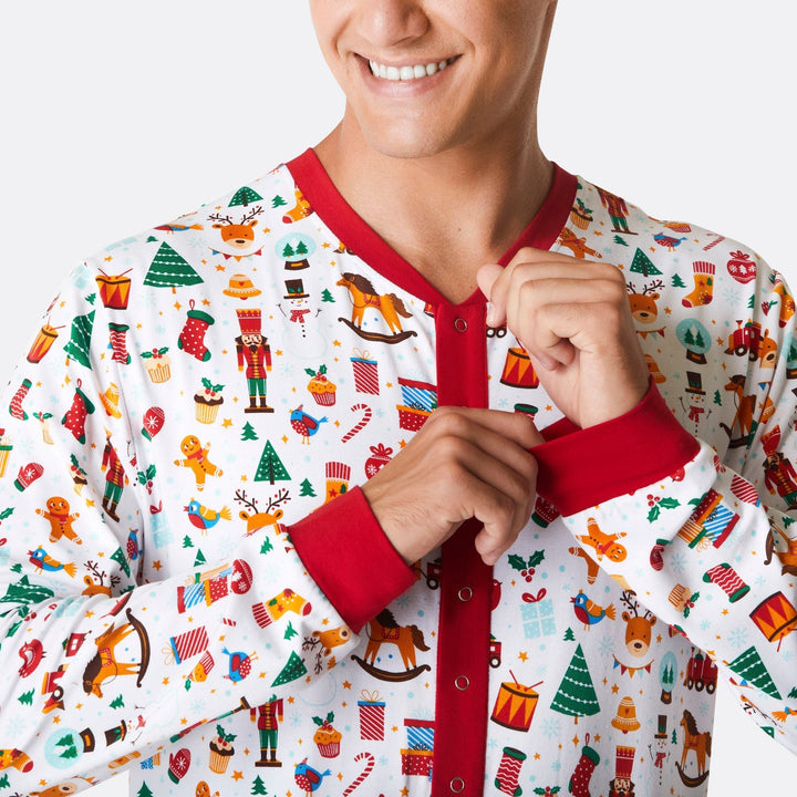 Weißer Weihnachtstraum Overall Weihnachtspyjama Herren
