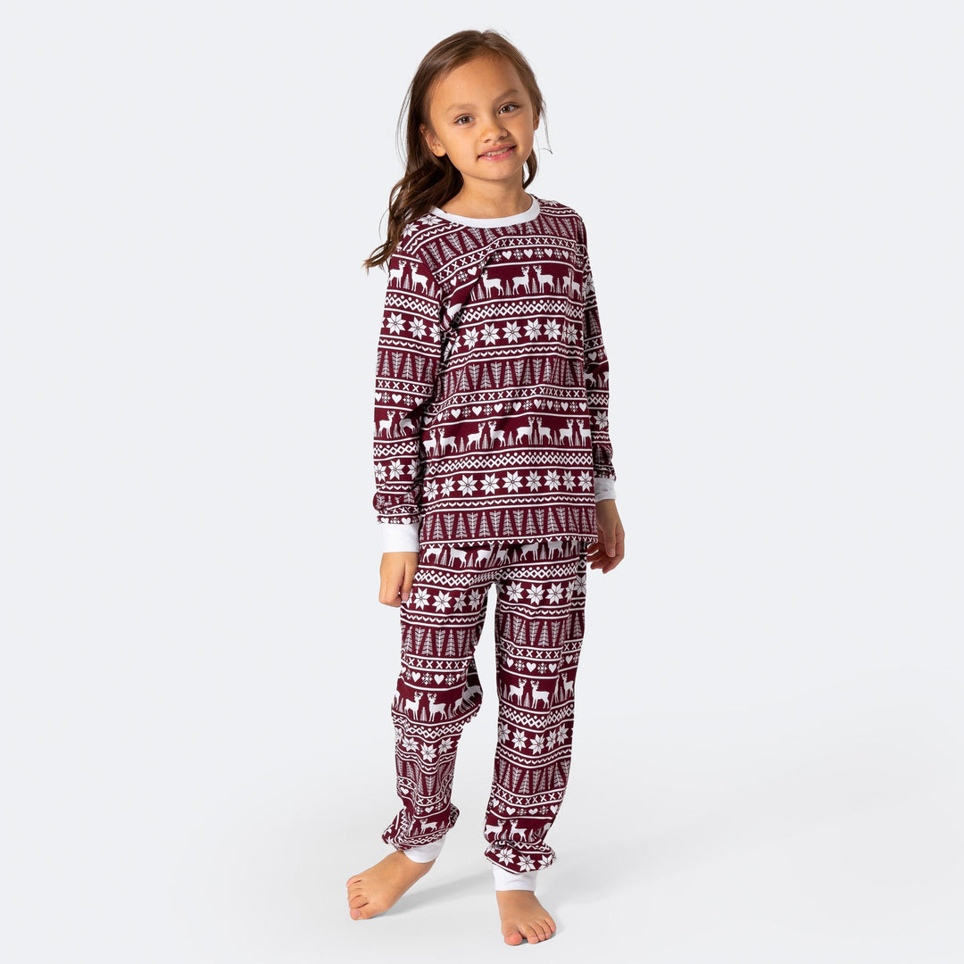 Wintermuster Burgunder Pyjama Kinder