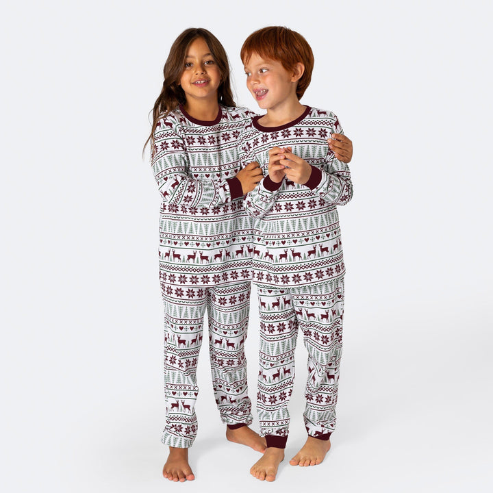 Weißer Wintermuster Pyjama Kinder