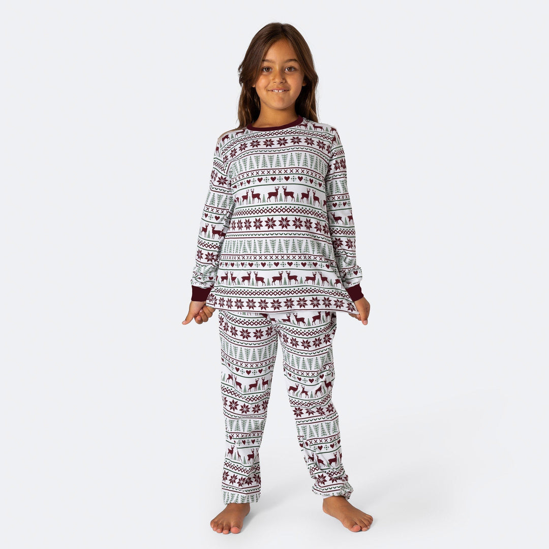 Weißer Wintermuster Pyjama Kinder