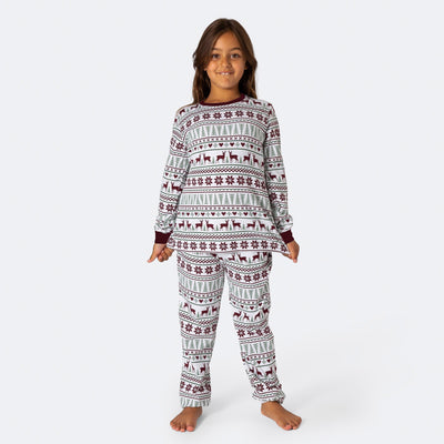 Wintermuster Weißer Pyjama Kinder