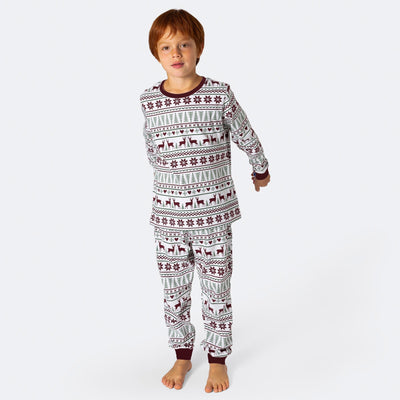 Wintermuster Weißer Pyjama Kinder