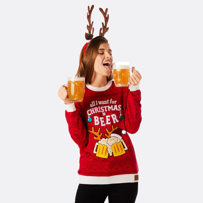 Beer Weihnachtspullover Damen