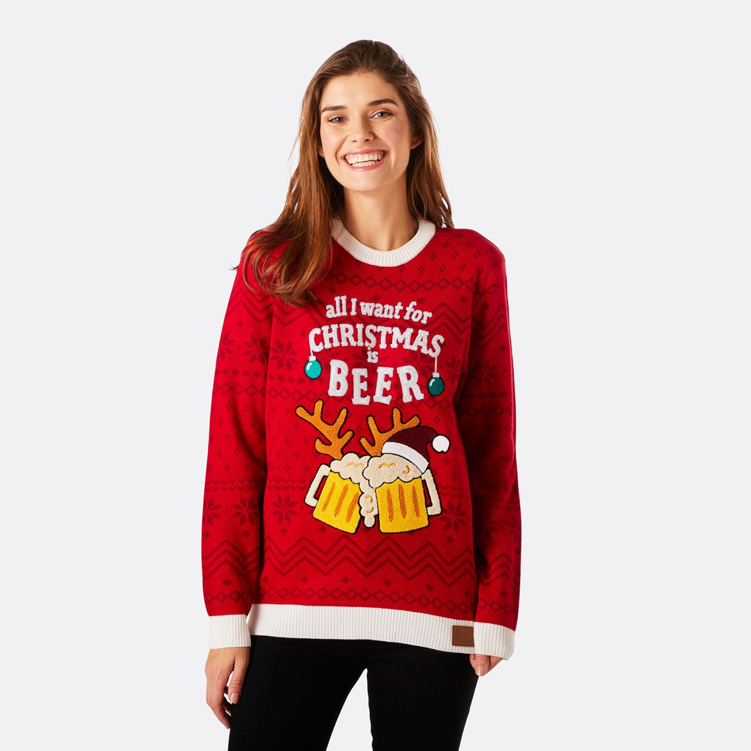 Beer Weihnachtspullover Damen