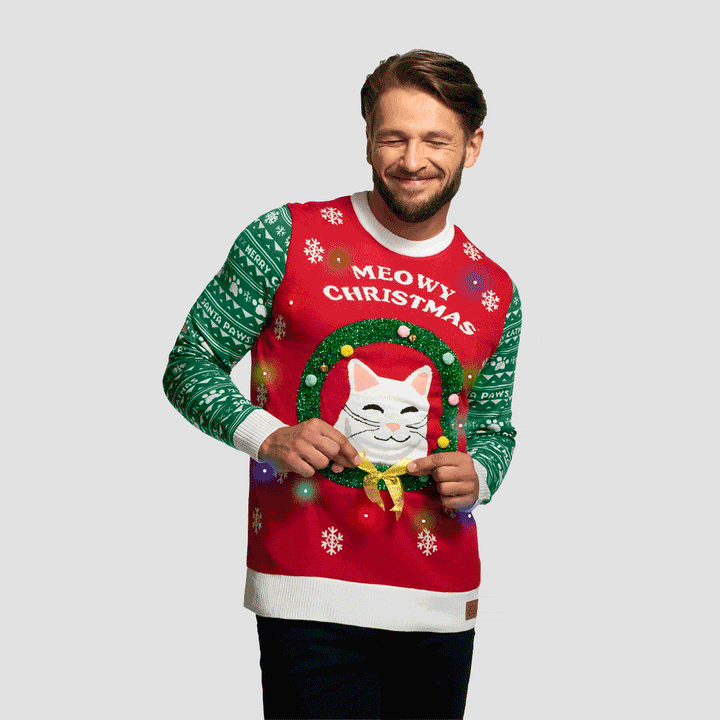 Meowy Christmas Weihnachtspullover Herren