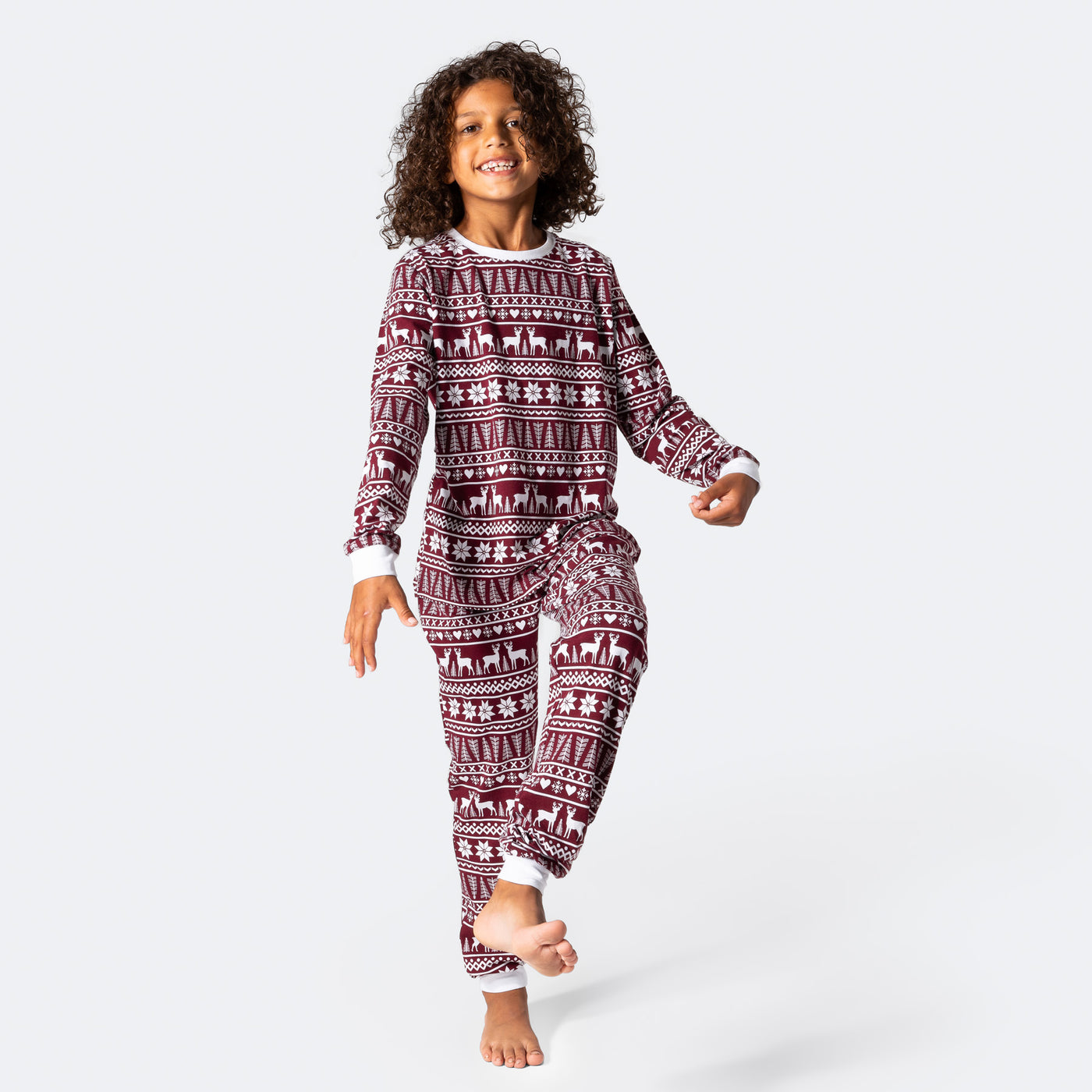 Wintermuster Burgunder Pyjama Kinder