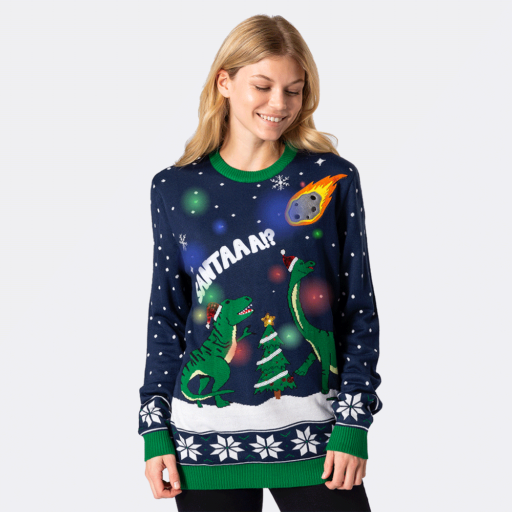 Dinosaurier Weihnachtspullover für Damen - SillySanta