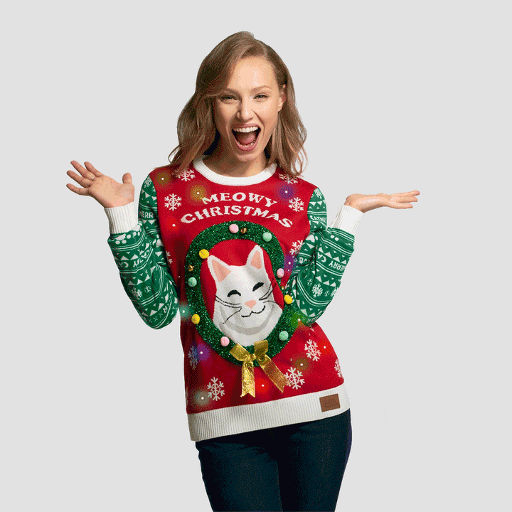 Meowy Christmas Weihnachtspullover Damen